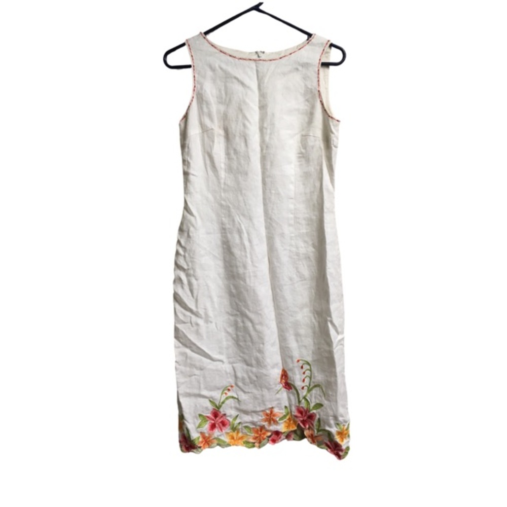 Talbots white linen sleeveless floral dress